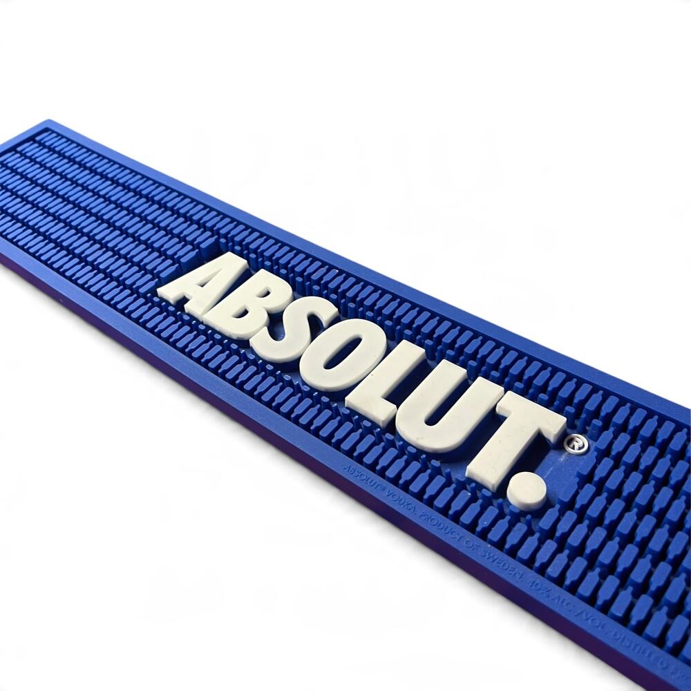 Absolut Vodka Blue Rubber Bar Mat 21" Spill Rail Mat Advertising Barware